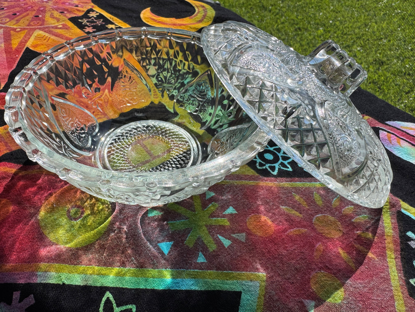 Vintage Glass Altar Bowls with Lids