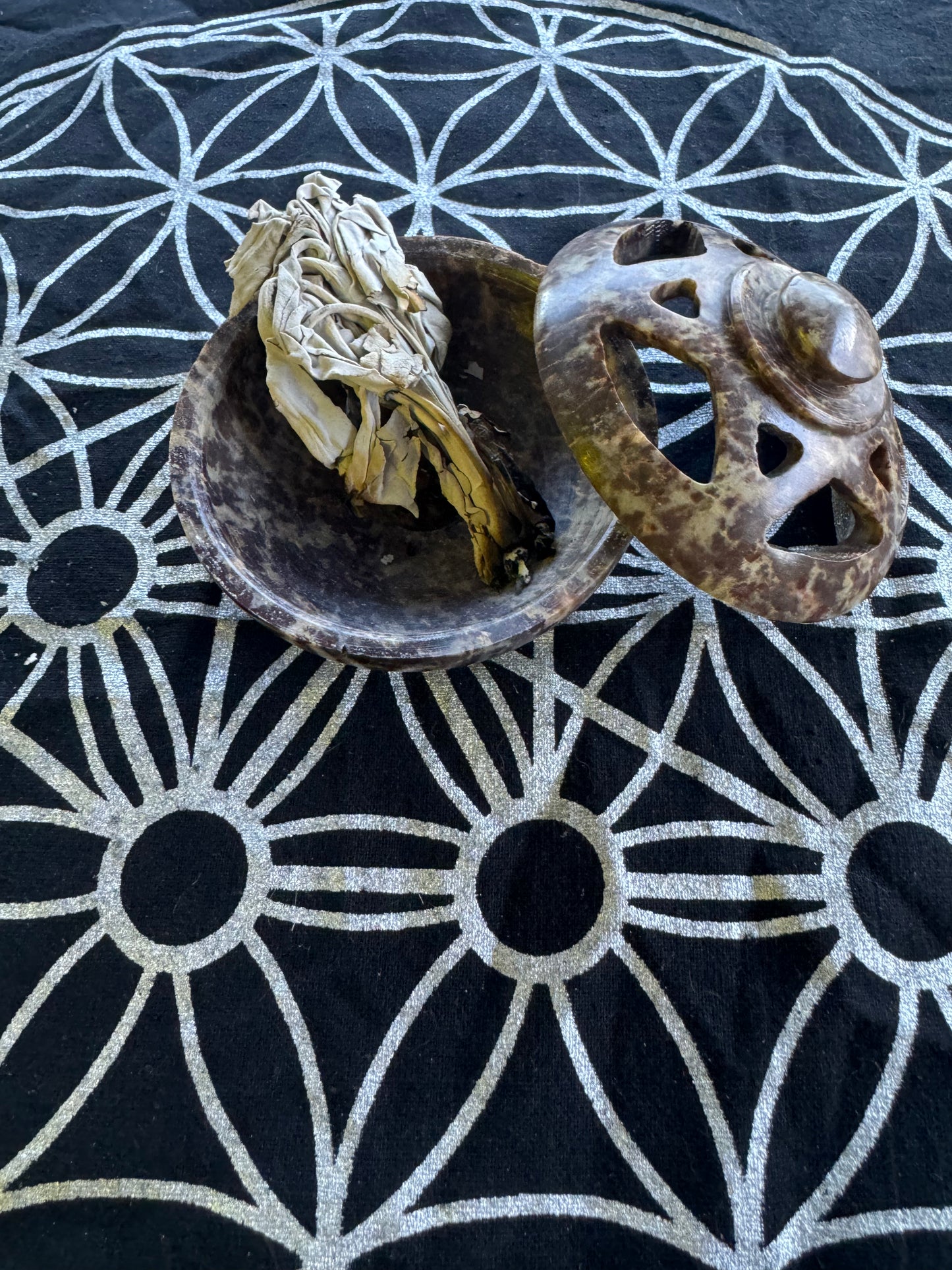 Soapstone Multi-Incense Burner with Lid