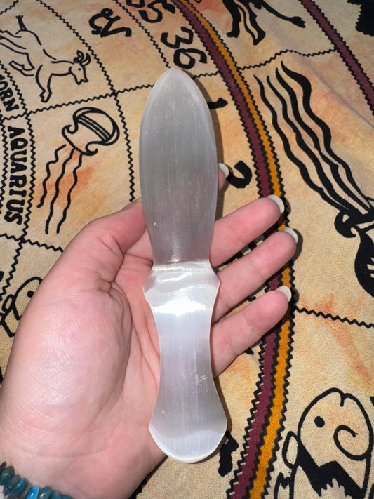 Satin Spar Athame Altar Knife