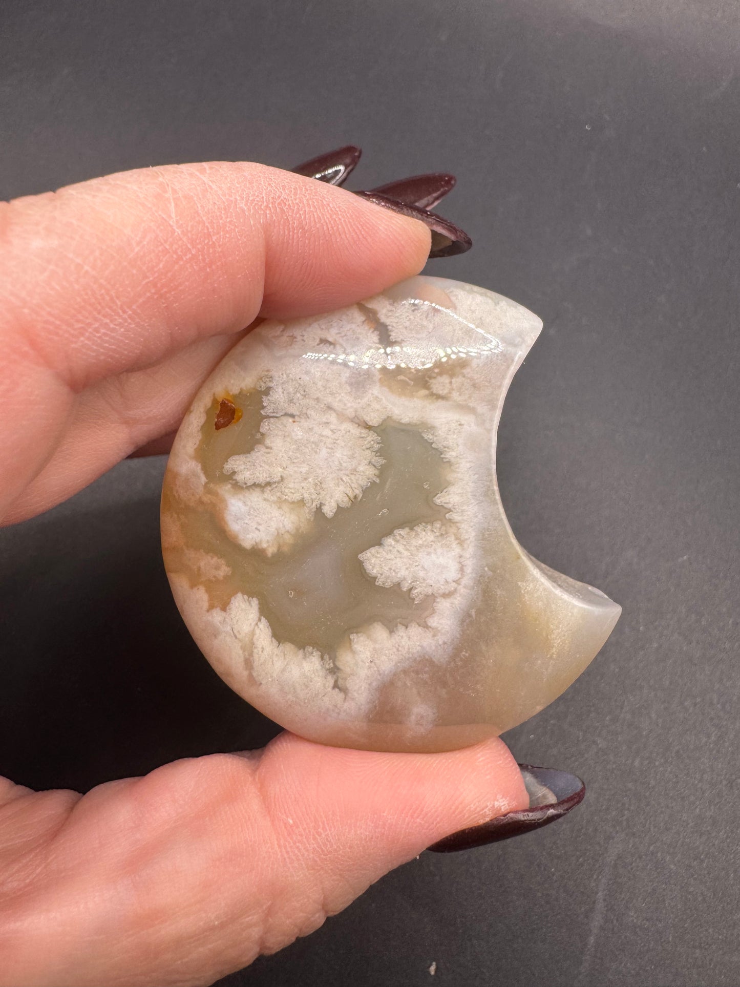 Flower Agate Crescent Moons