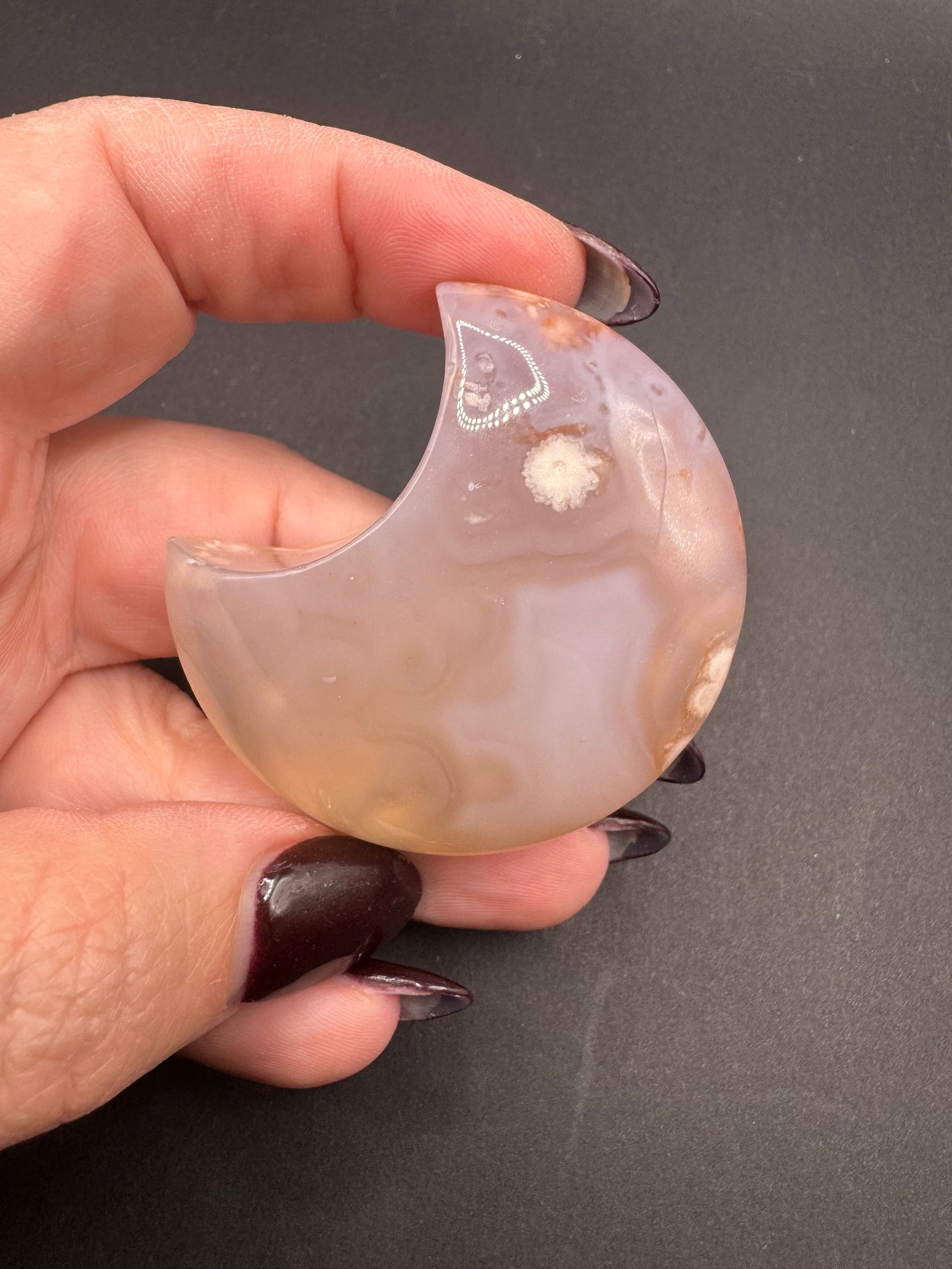 Flower Agate Crescent Moons
