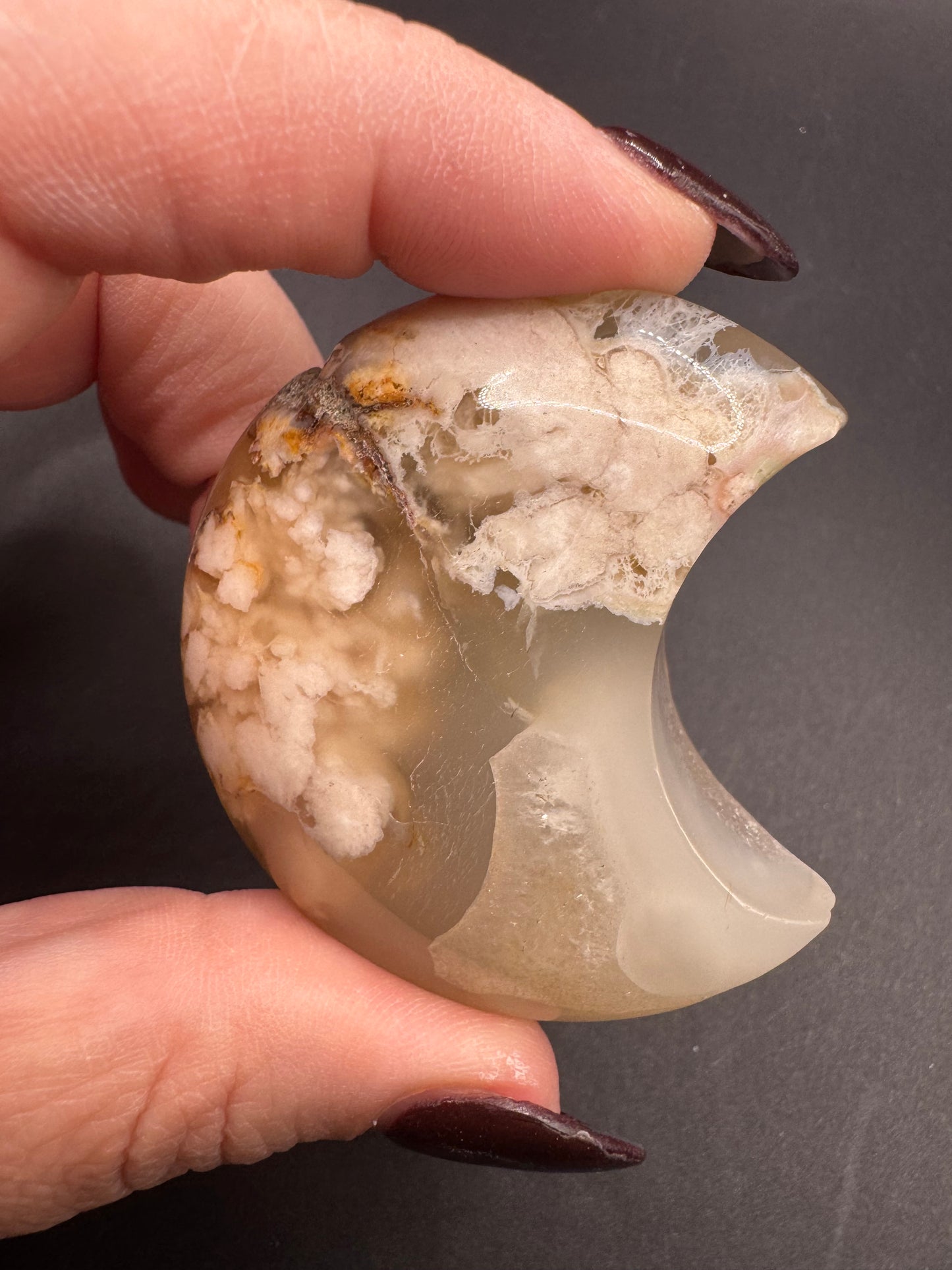 Flower Agate Crescent Moons