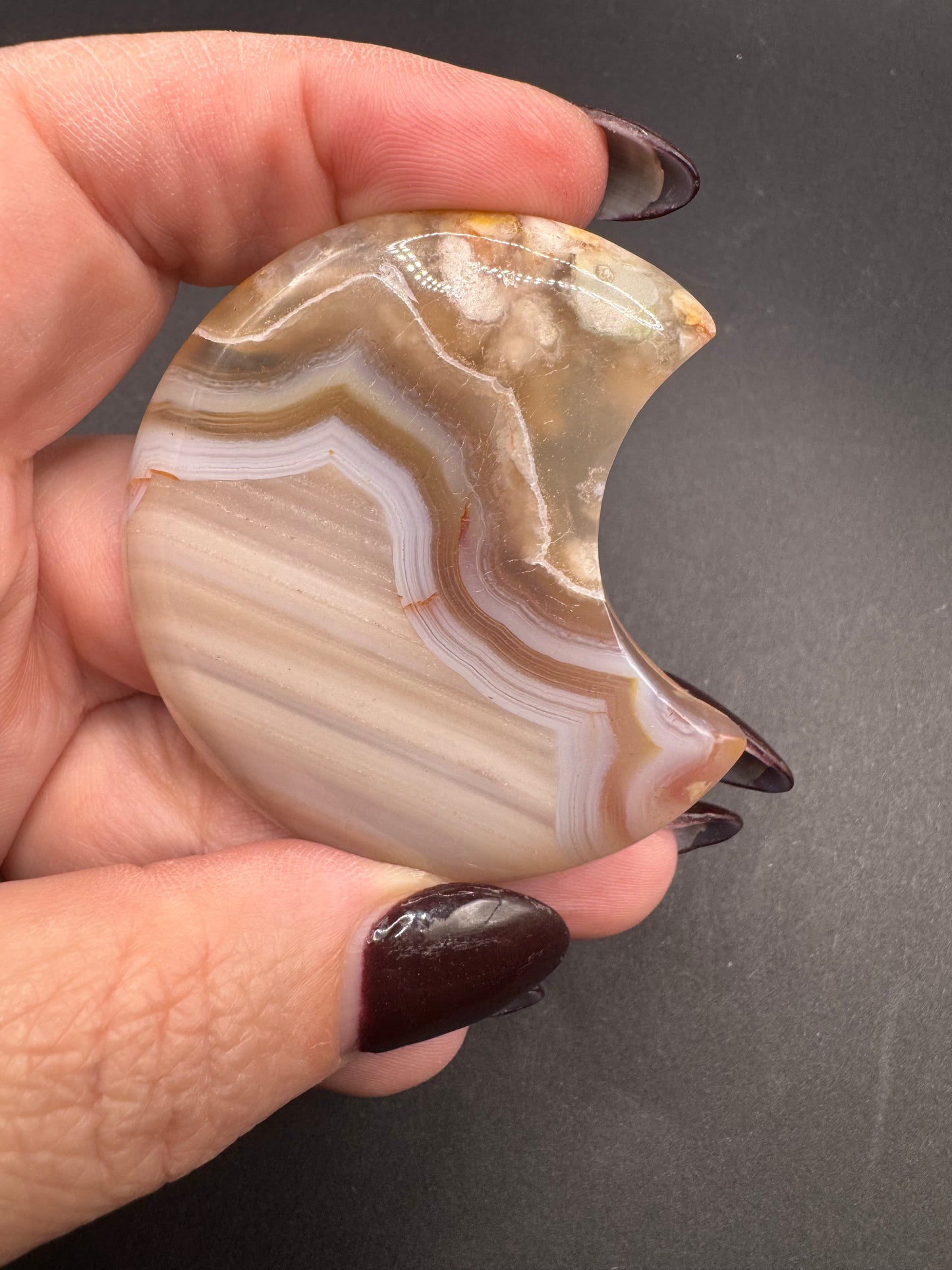 Flower Agate Crescent Moons