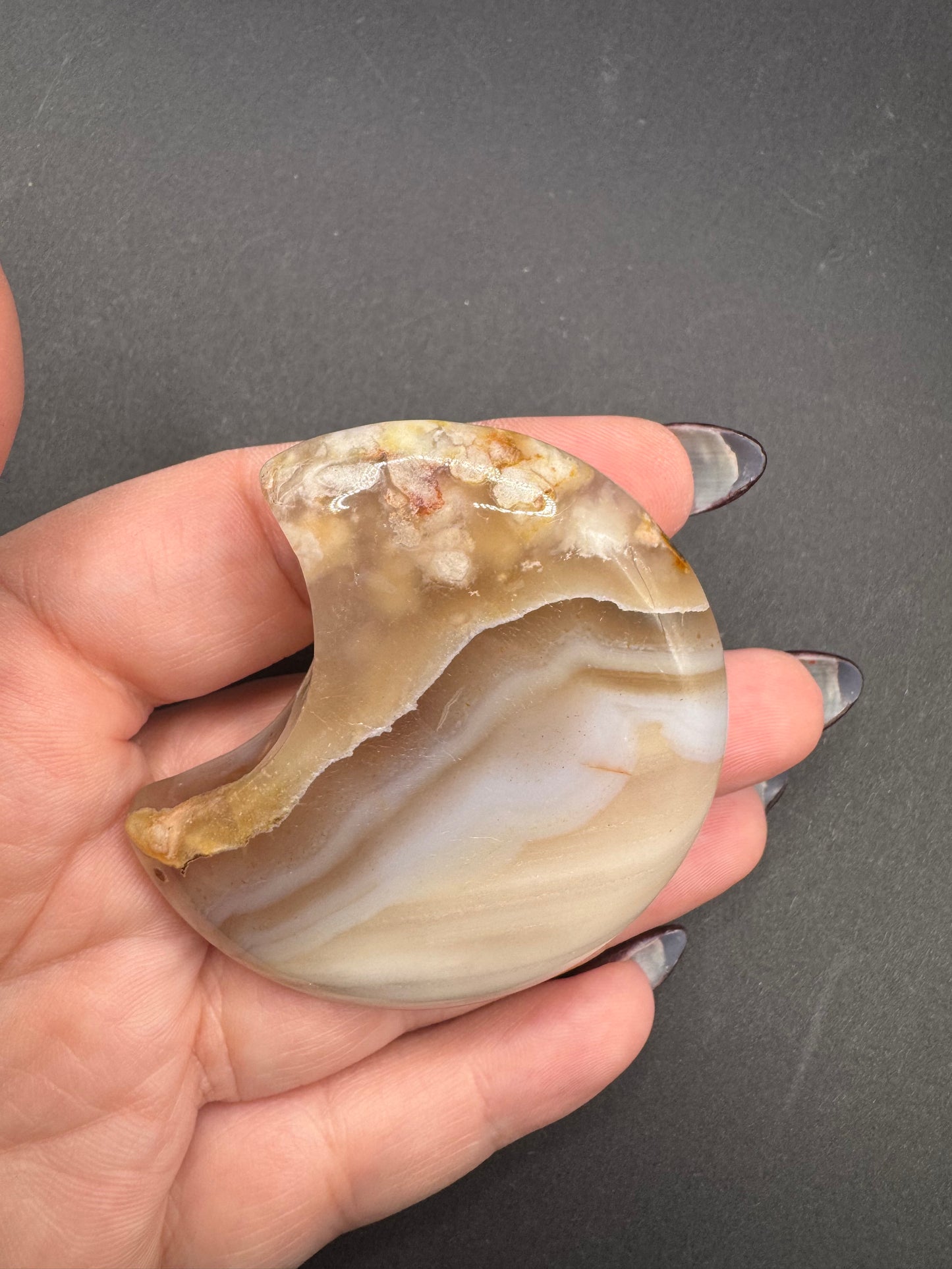 Flower Agate Crescent Moons