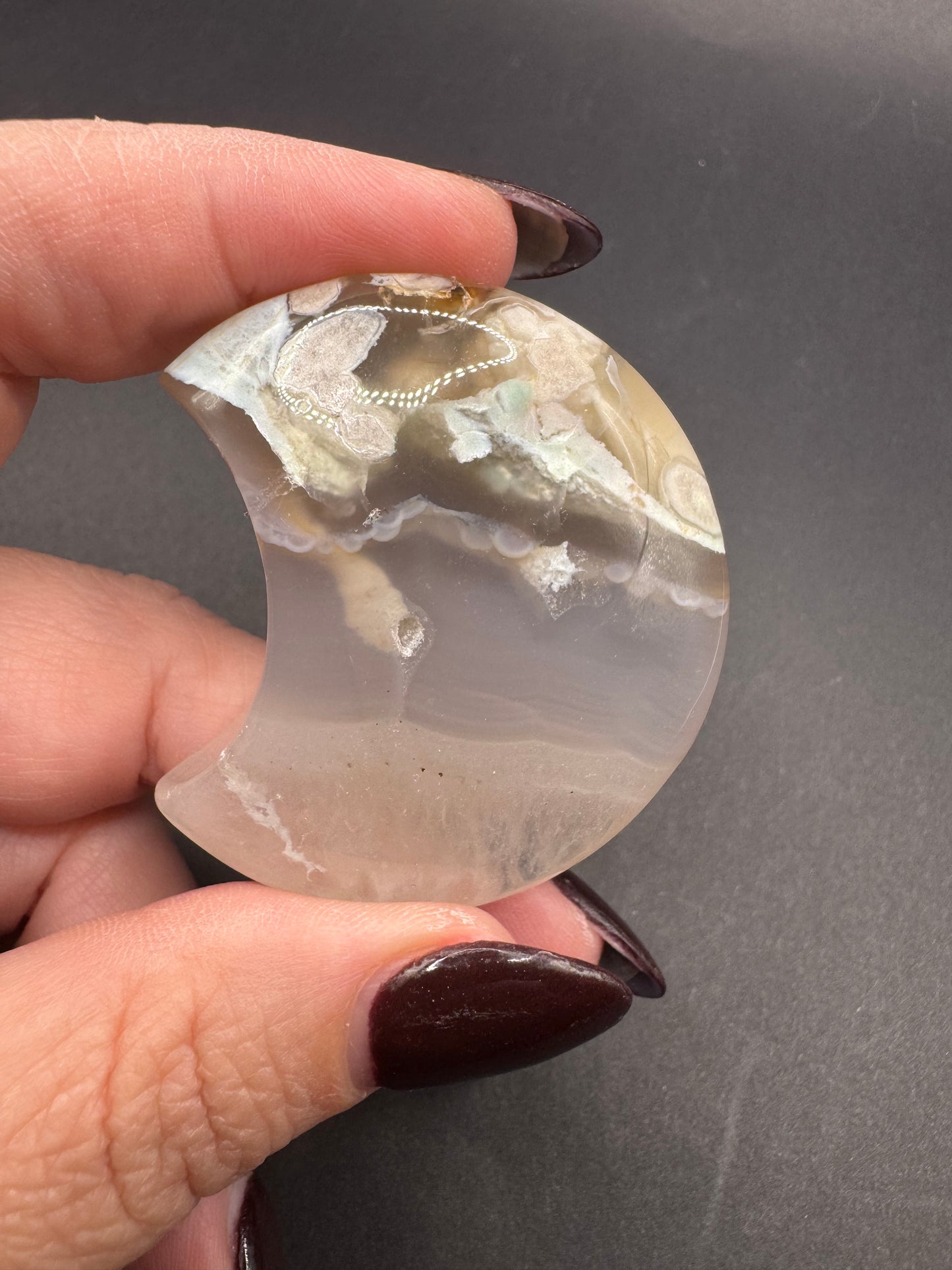 Flower Agate Crescent Moons