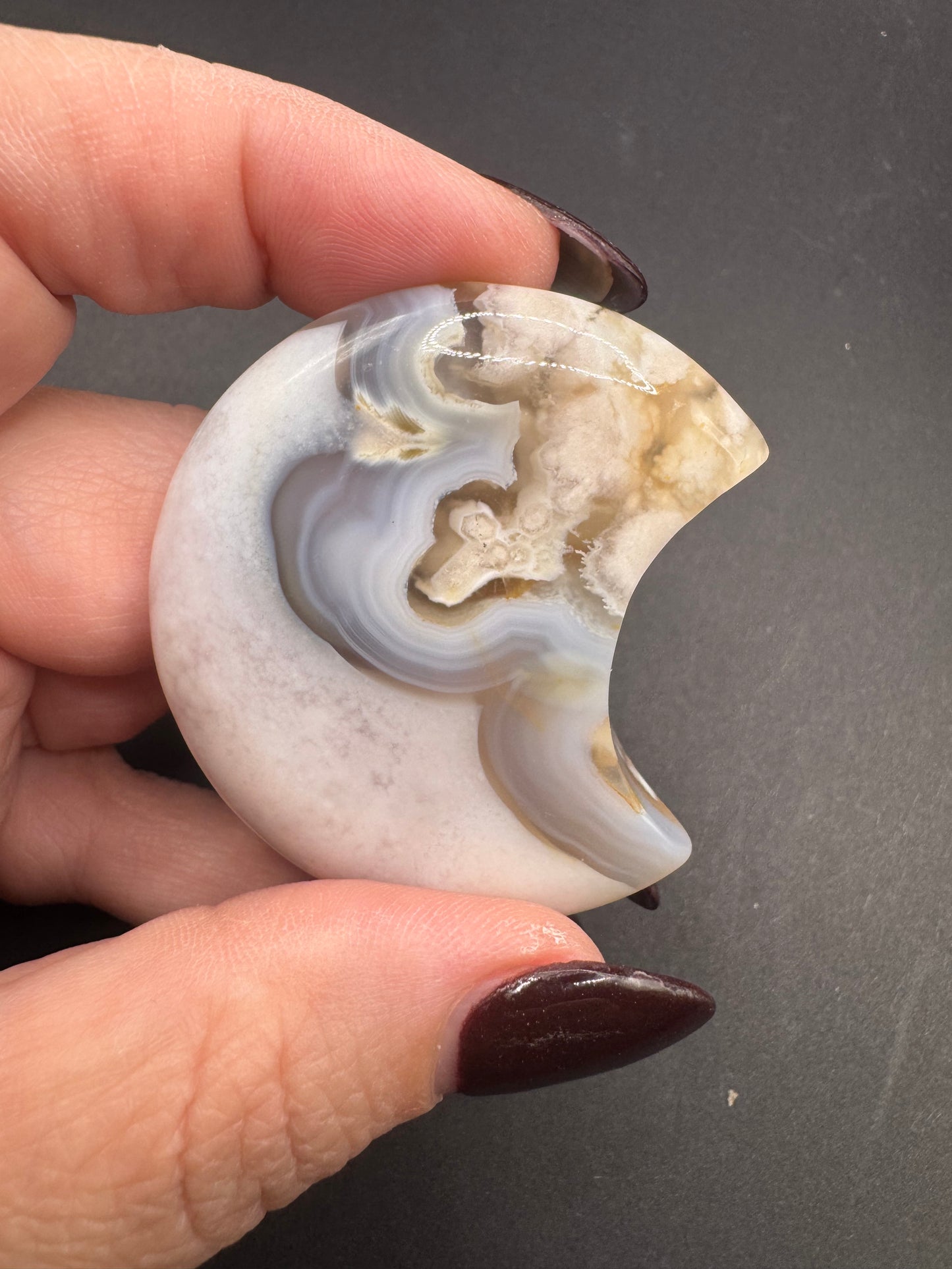 Flower Agate Crescent Moons