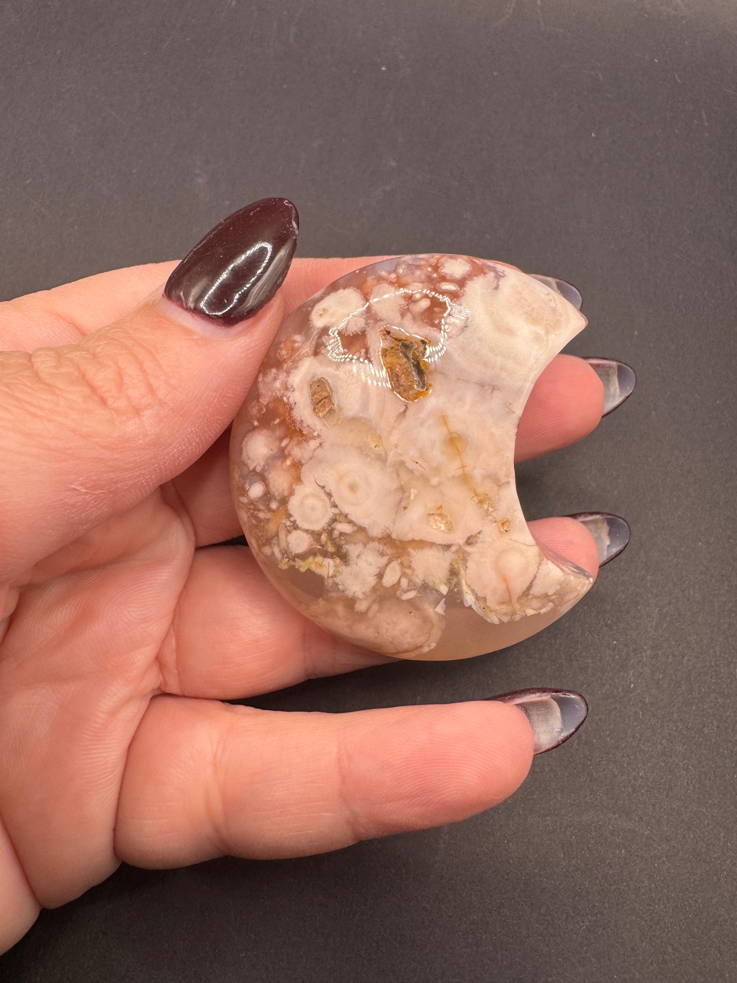 Flower Agate Crescent Moons