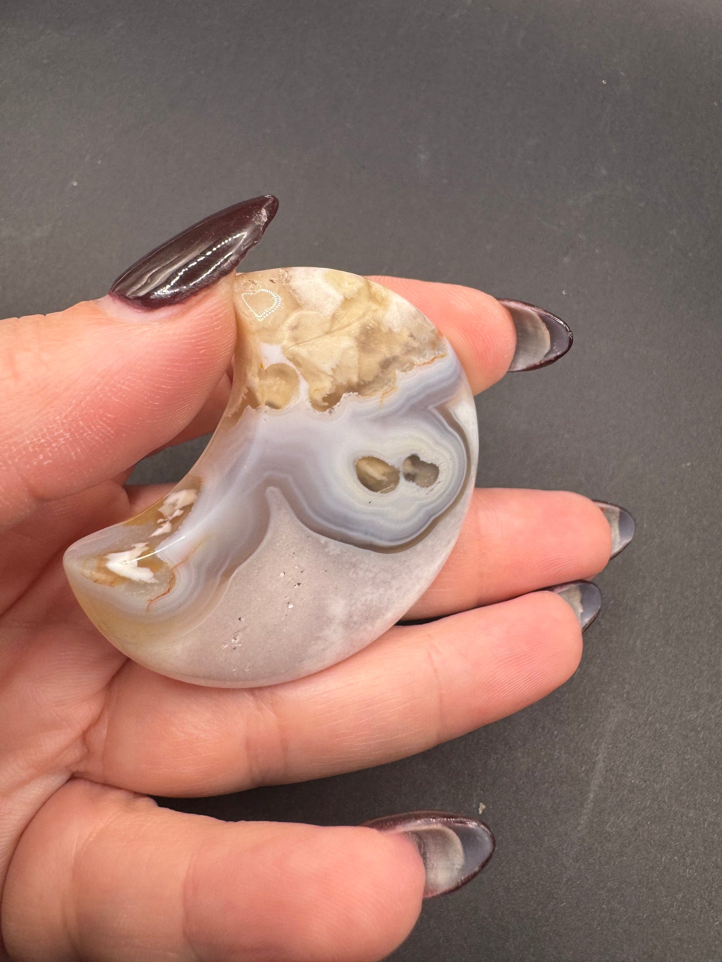 Flower Agate Crescent Moons