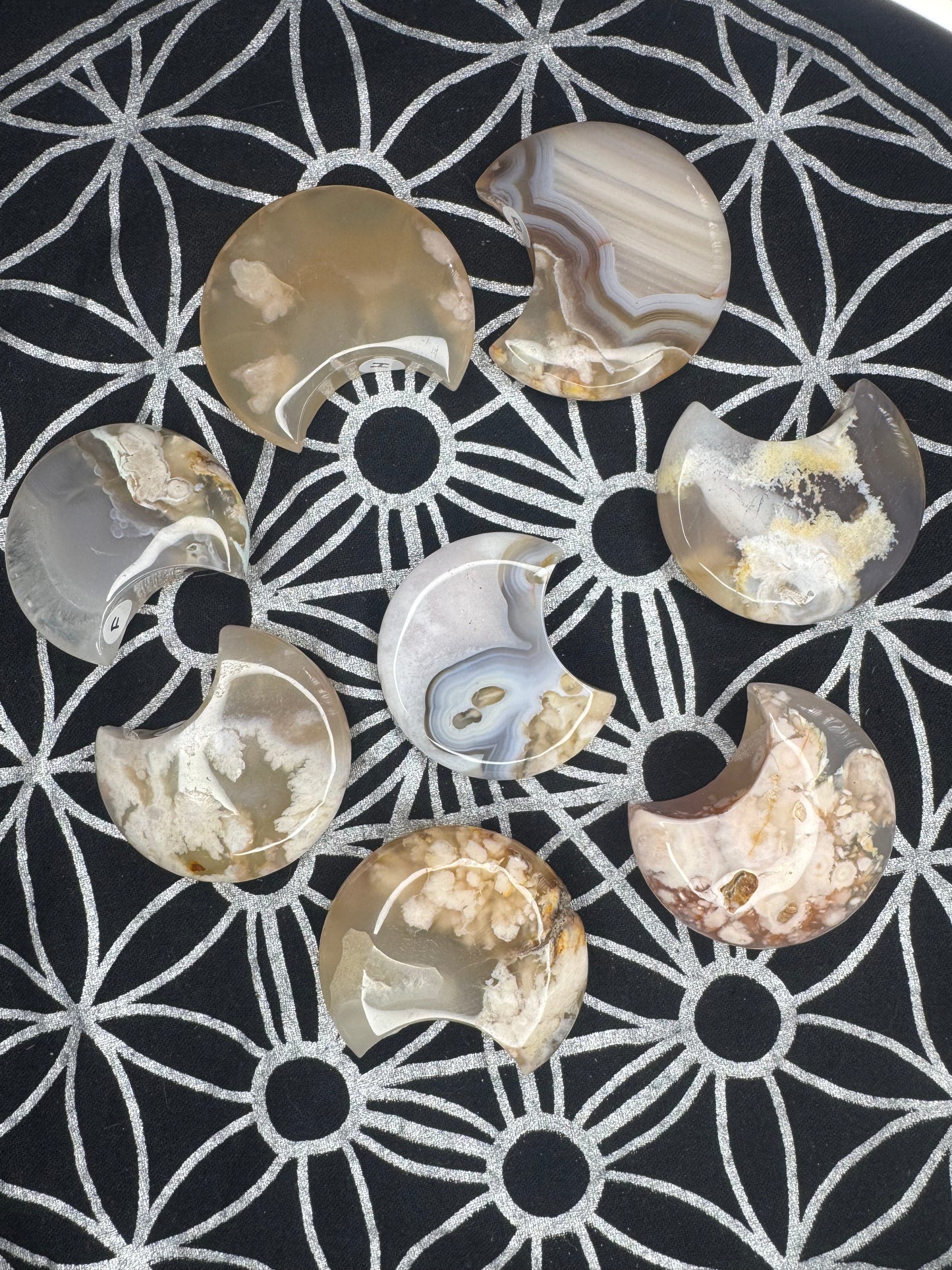 Flower Agate Crescent Moons